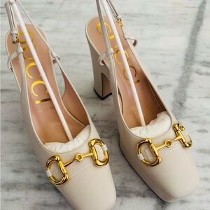 GUCCI Authentic Horsebit Logo Platform Leather High Heel Pumps ITA 40 US 10
